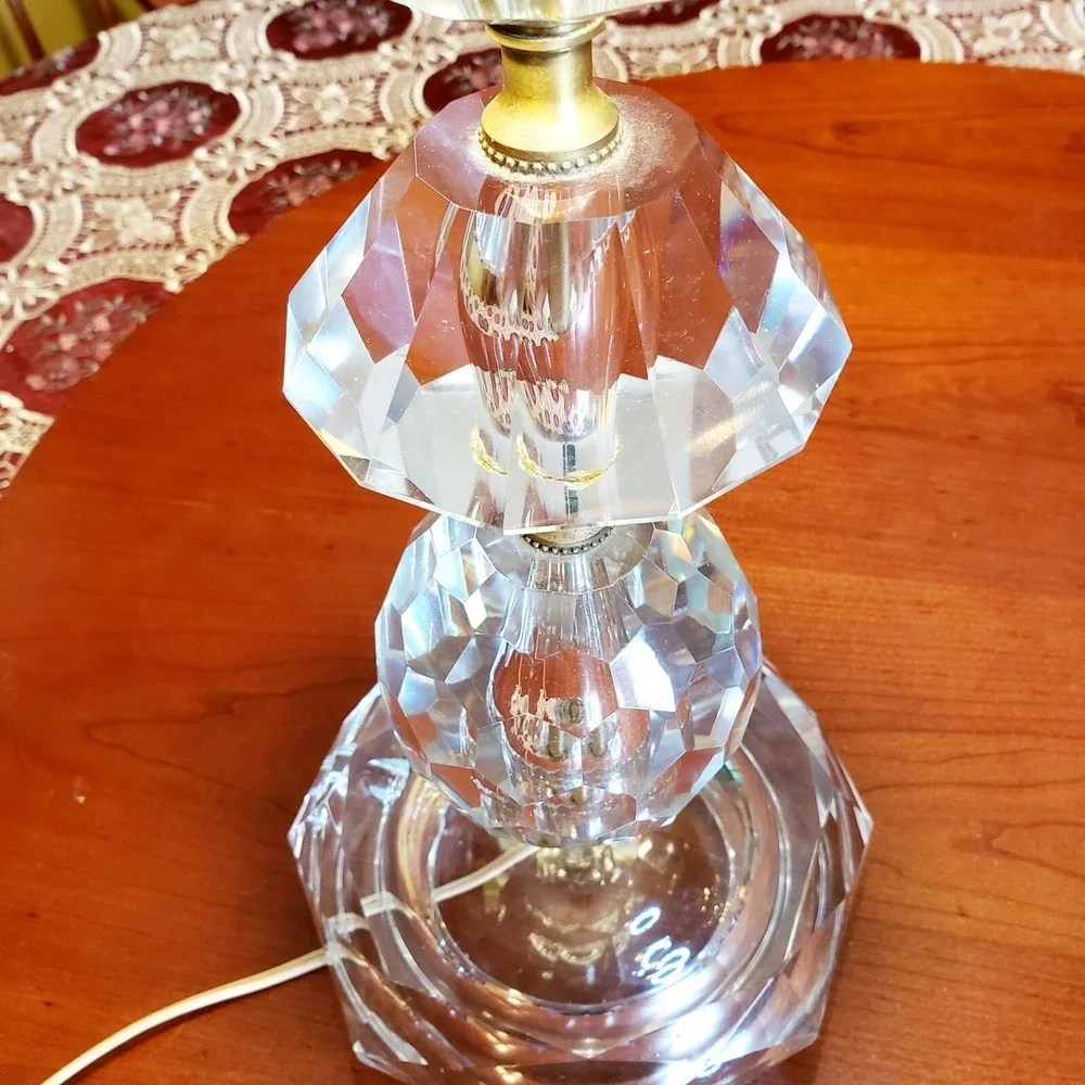 Exquisite Vintage Mid‎ Century (60's) 4-tier Crystal Tower Table Lamp